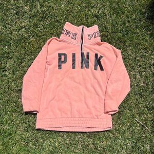 Pink y2k quarter zip spell out womens size XS